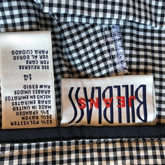 Bill Blass Trousers High Rise Cuffed Black and White Check Vintage. Size 14 - Picture 7 of 10